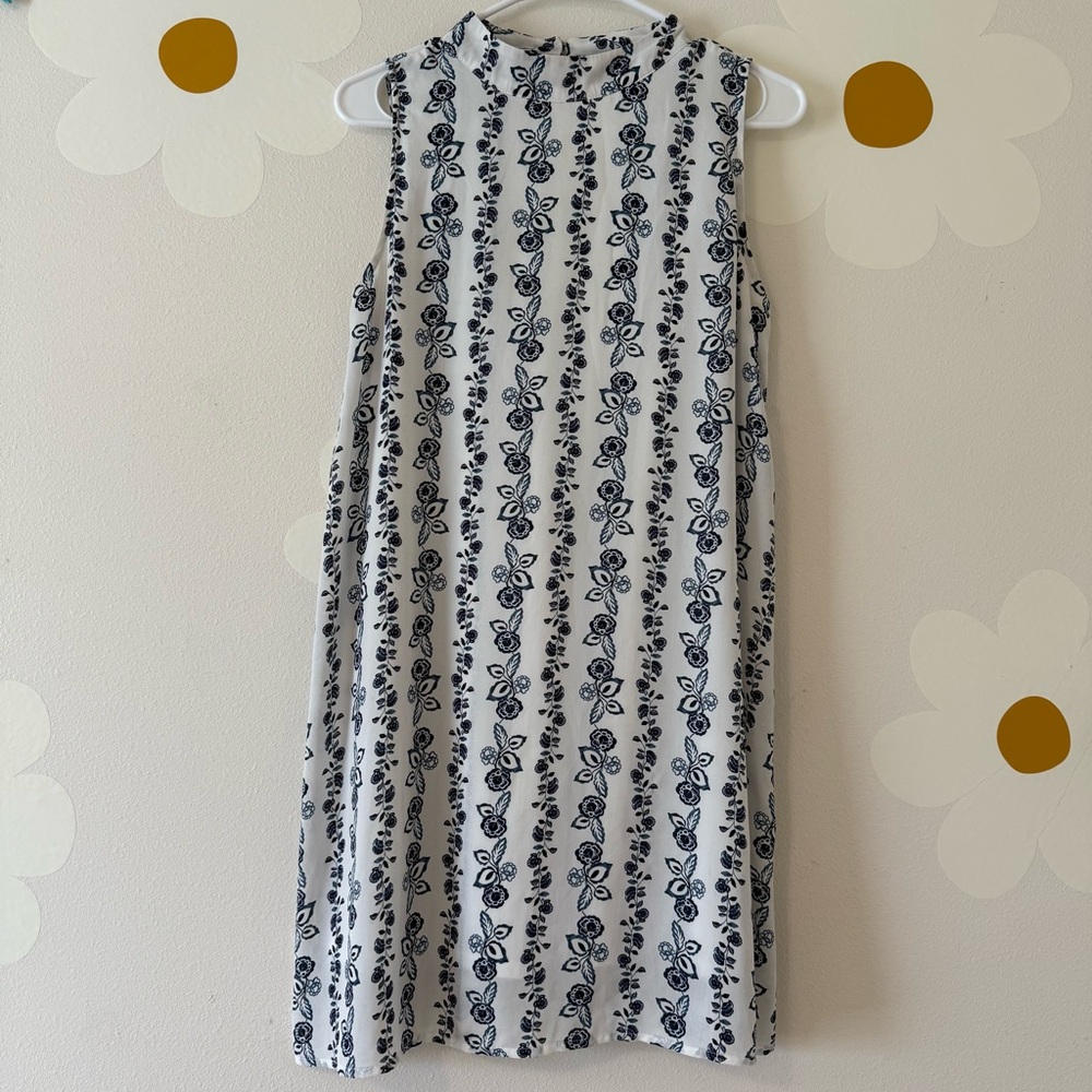 Altar’d State White with Blue Floral Backless Sleeveless Mini Dress